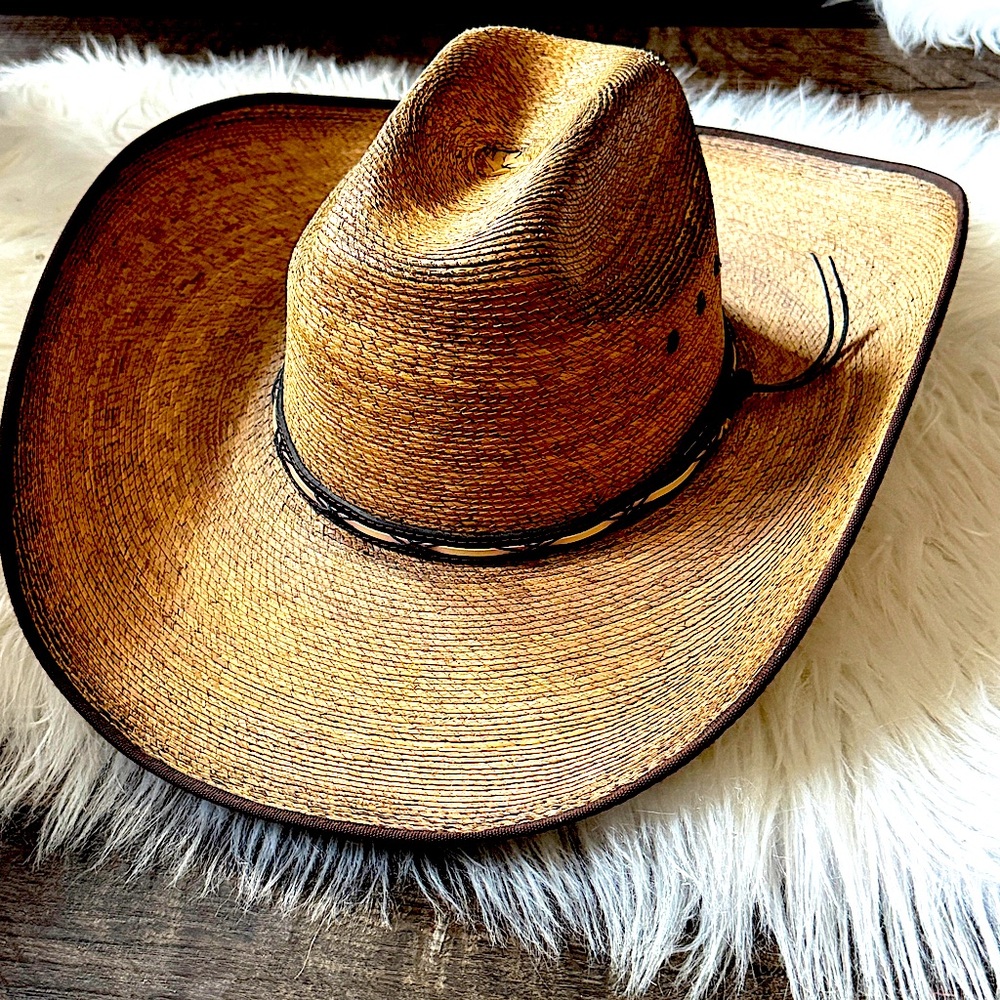 Jason Aldean RESISTOL Palm Leaf Classic Brown Cowboy Hat Size 7
